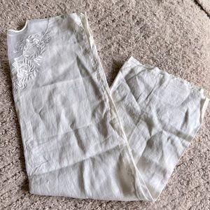 White Linen Beach Cover Up- Size OS